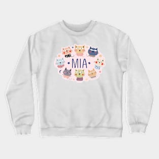 Mia name with cartoon cats Crewneck Sweatshirt